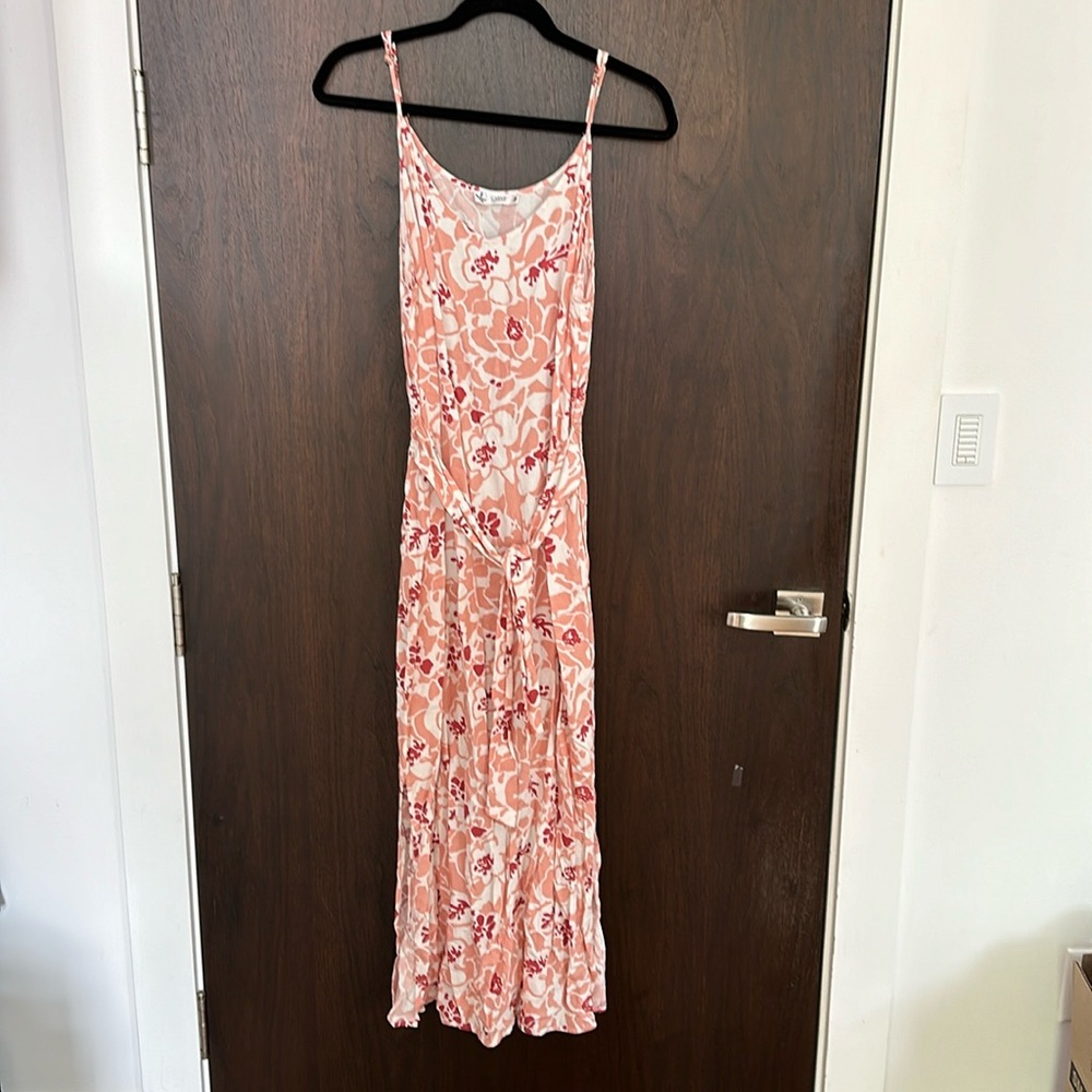 Carve Designs Floral Midi Dress - Coral and Cream